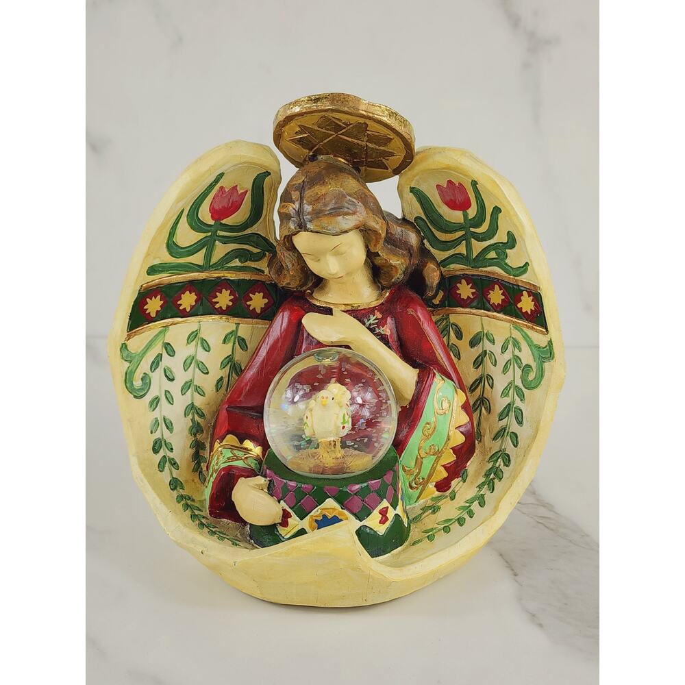 Christmas Winterland Angel w/ Snow Globe 7" Home Decor Folk Art 2008 Vintage